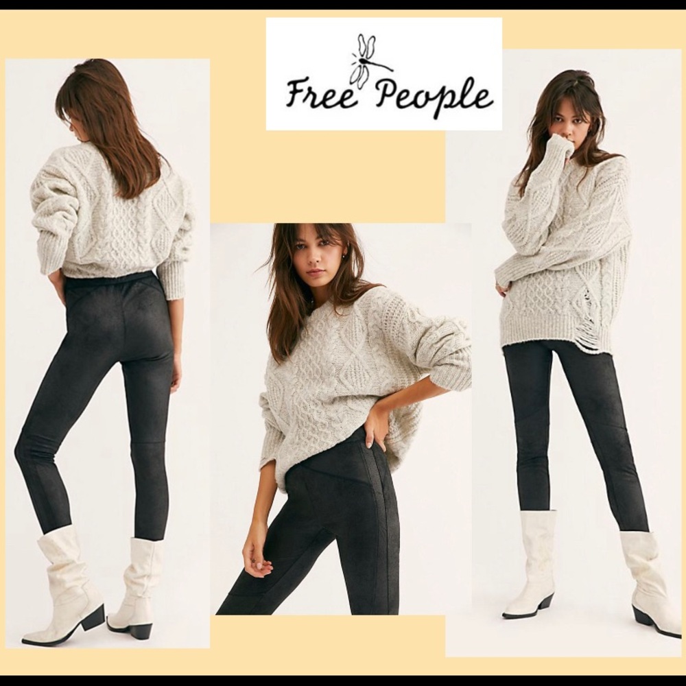Free People Midnight Vegan Suede Skinny Pants